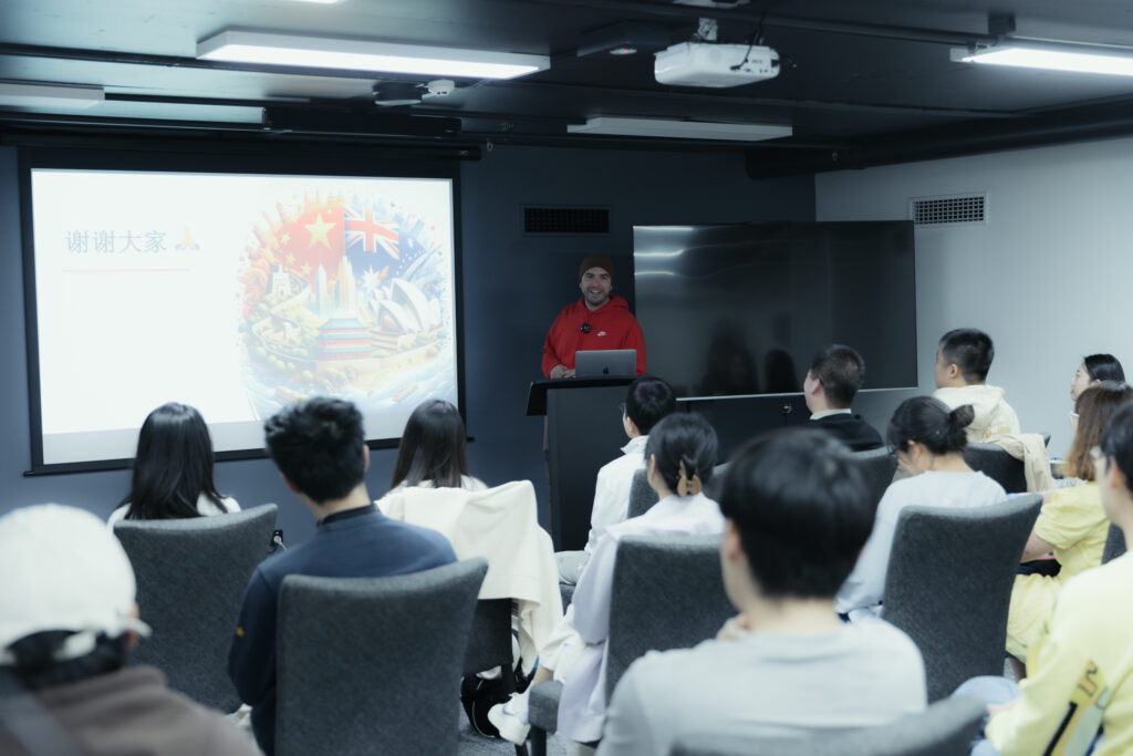 James teaching in an Australian classroom
