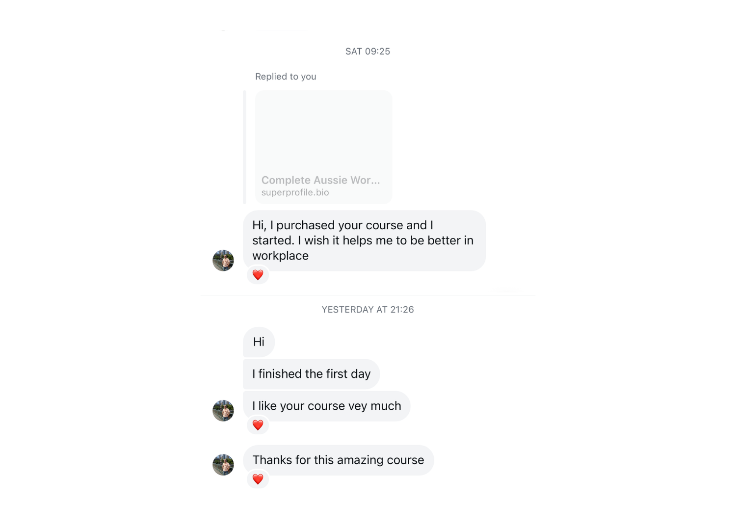 Jamshid's DM about the course