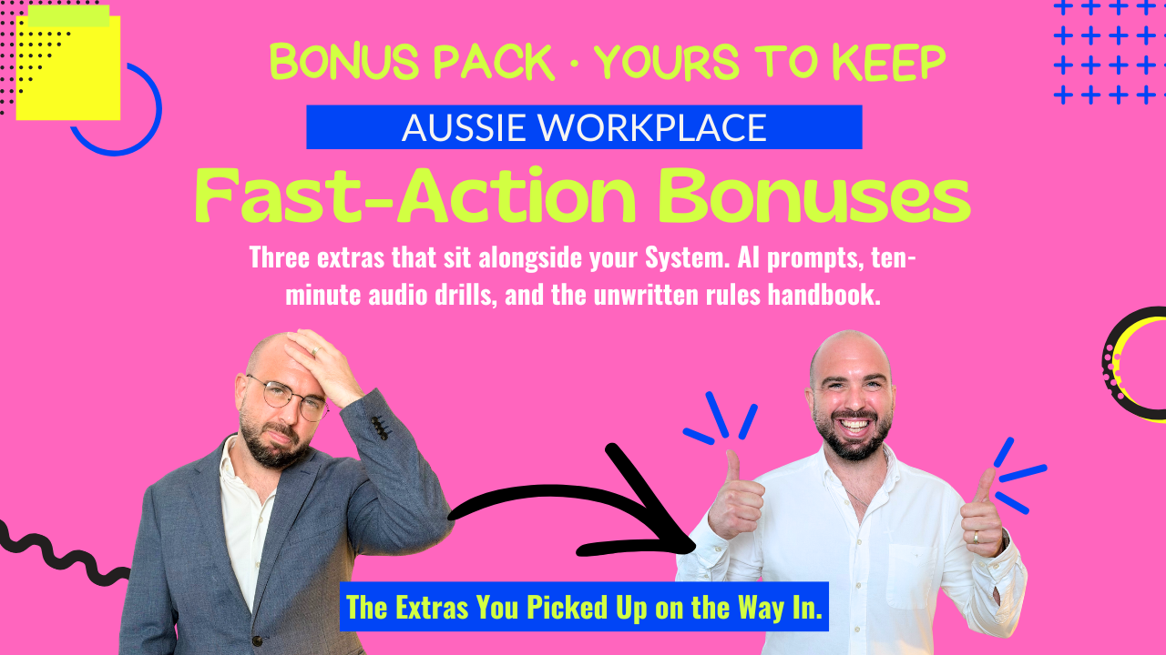 Aussie Workplace Confidence System · Fast-Action Bonuses